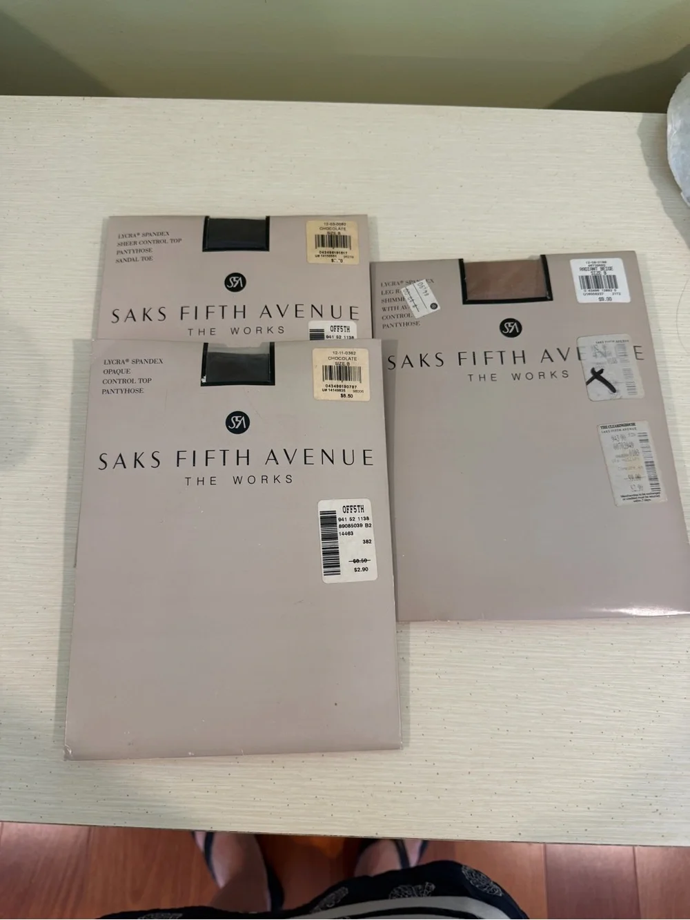 Lot of 3 vintage Saks Fifth Avenue pantyhose/tights